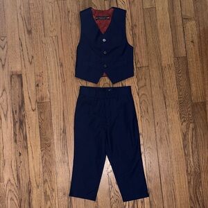 Navy Boys Vest and Pants Set with Red Lining